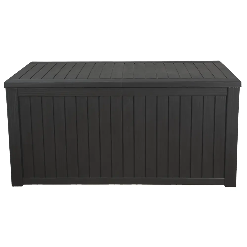 120 Gallon Outdoor Storage Deck Box Lock – Sealed Resin Box Patio, Garden, Pool Gear, Bench Seating Woodgrain Look | 150...