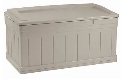 Suncast DB9750 29-Gallon Extra Large Light Taupe Deck Box Seat Outdoor Storage