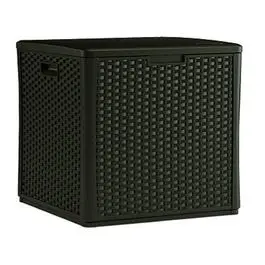 Deck Box Cube Wicker-Look Resin 60-Gal. Outdoor Storage Suncast