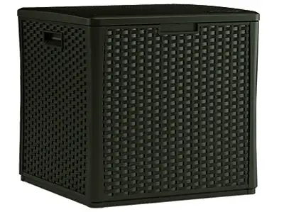 Suncast 60 Gallon Brown Plastic Outdoor Storage Cube 27W x 28D Inches