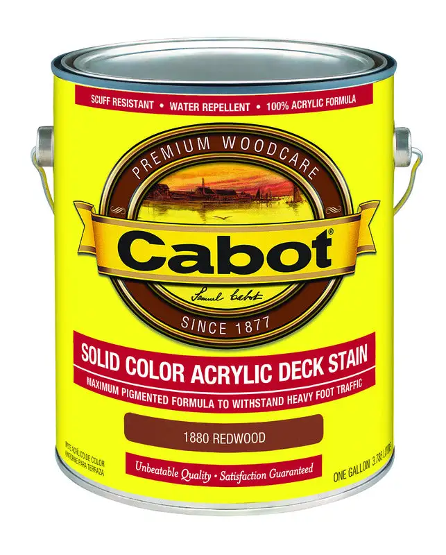 Cabot Solid Color Acrylic Stain & Sealer Solid Redwood Acrylic Deck Stain 1 Gallon Pack 4