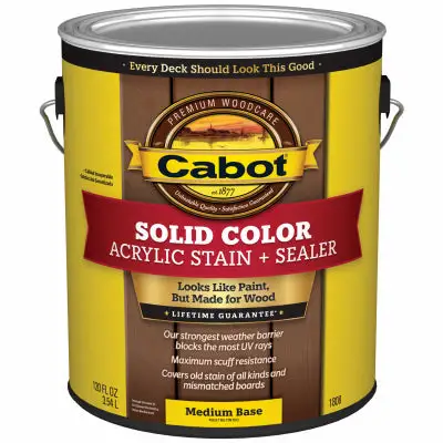 Cabot Solid Tintable 1808 Medium Base Water-Based Acrylic Deck Stain 1 Gallon Pack 4