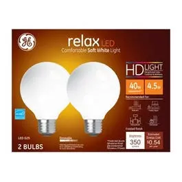 LED Light Bulbs G25 Soft White 350 Lumens 4.5-Watt 2-Pack GE