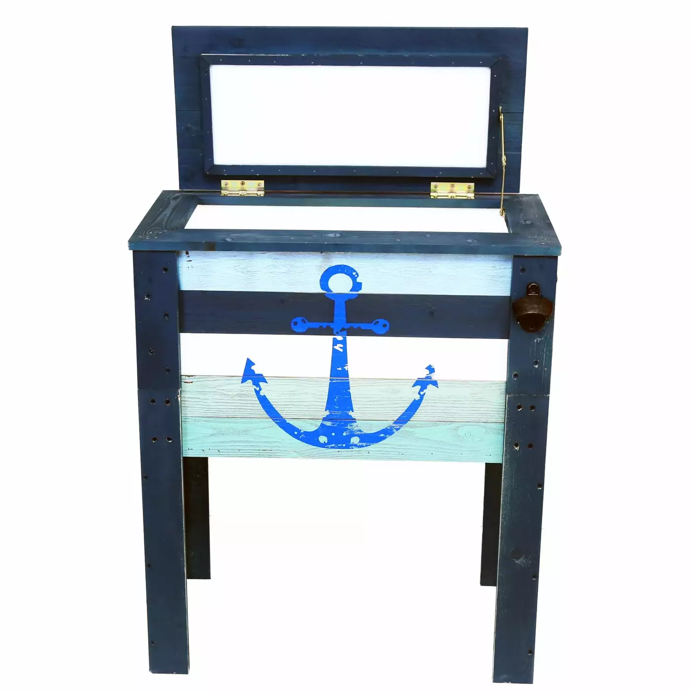 Coastal Design 45 Quart Outdoor Patio Cooler Grey Teal Anchor Backyard Expressions