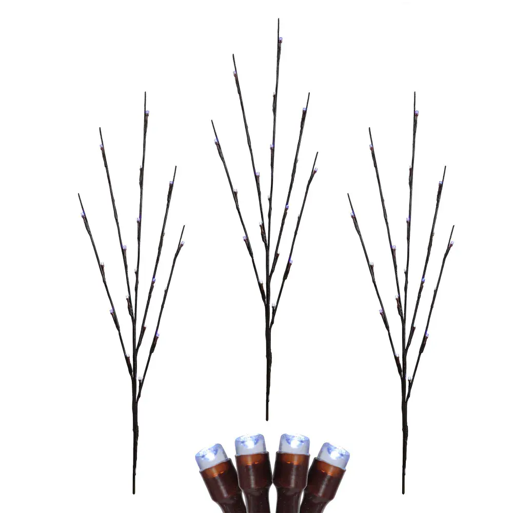 Adjust 3 Stakes Illuminated 60 LED Lights 30" (2.5'), Pure White