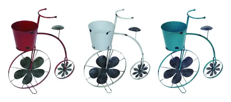 Infinity 18 Inch H X 5.5 Inch W X 16.37 Inch D Metal Bicycle Planter Assorted Pack 3