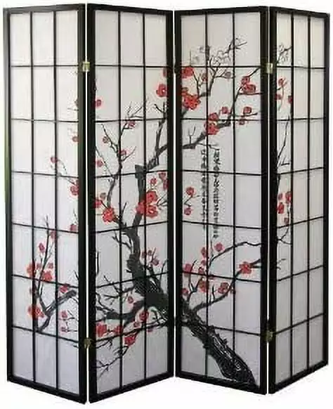 Cherry Blossom Design Room Divider 4 Panel Folding Privacy Screen LukeMax