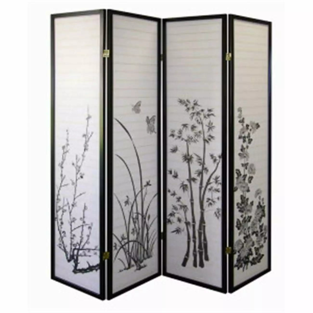 Ore Furniture R590-4 4-Panel Room Divider Floral Design Folding Screen Ore International