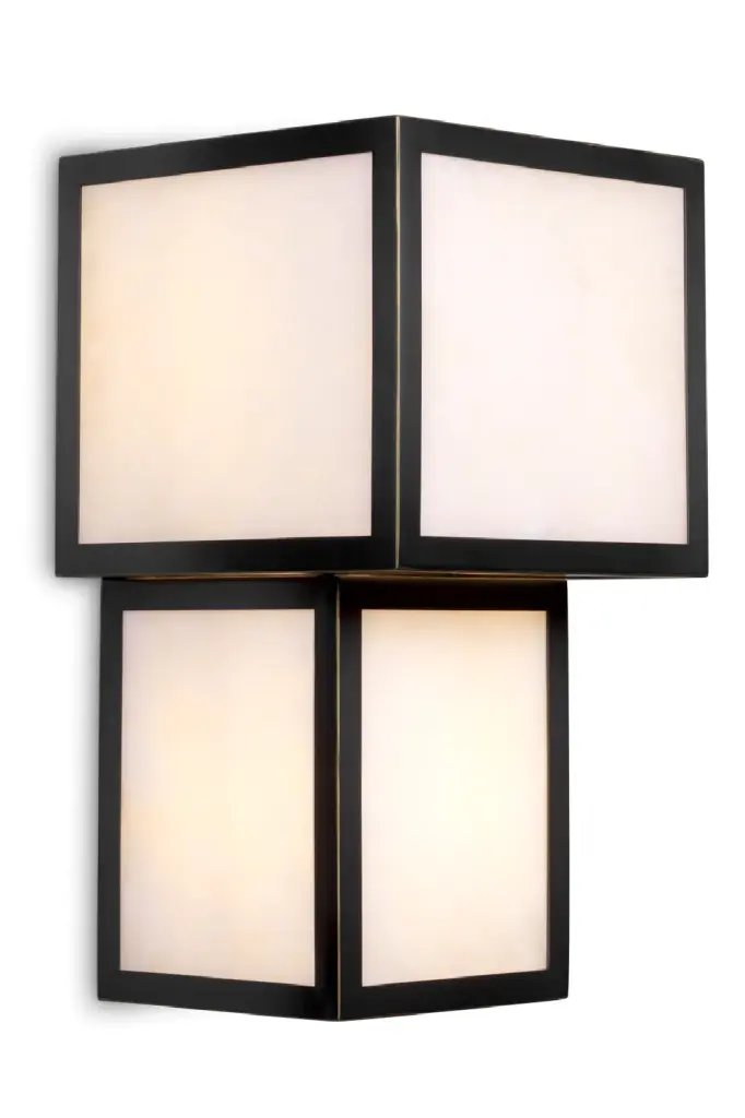 Black Framed Alabaster Wall Lamp Eichholtz Serchio Elegant Lighting