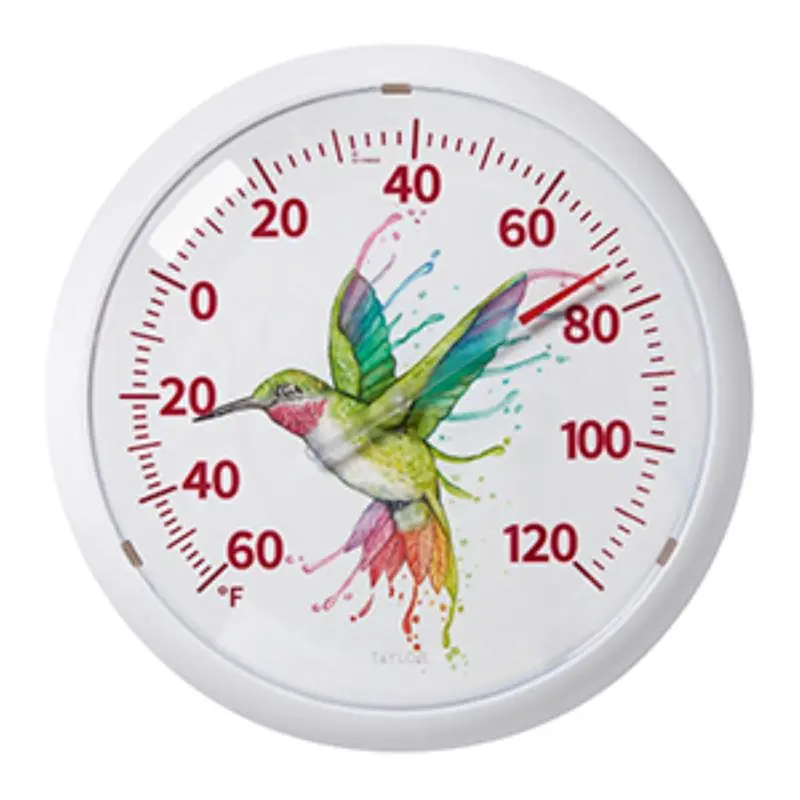 Taylor Hummingbird Dial Thermometer Plastic White 13.25 . Pack 4 Outdoor Use