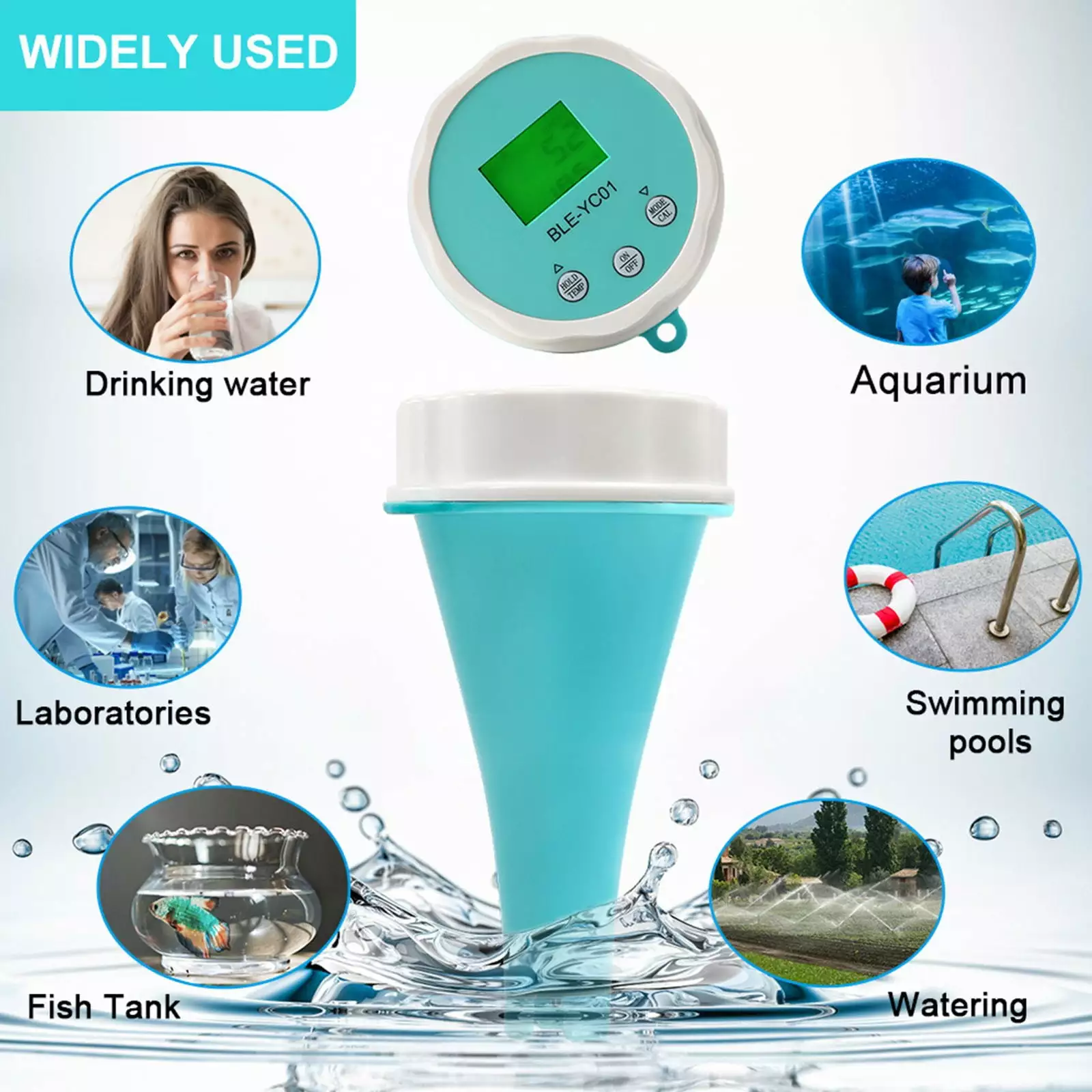 Momihoom 6--1 Bluetooth Swimming Pool Water Tester EC Salinity pH ORP Temperature Chlorine Meter