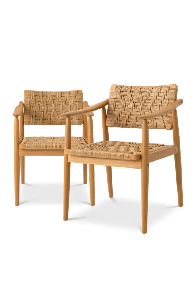 Natural Teak Outdoor Dining Chairs Set 2 Eichholtz Coral Bay