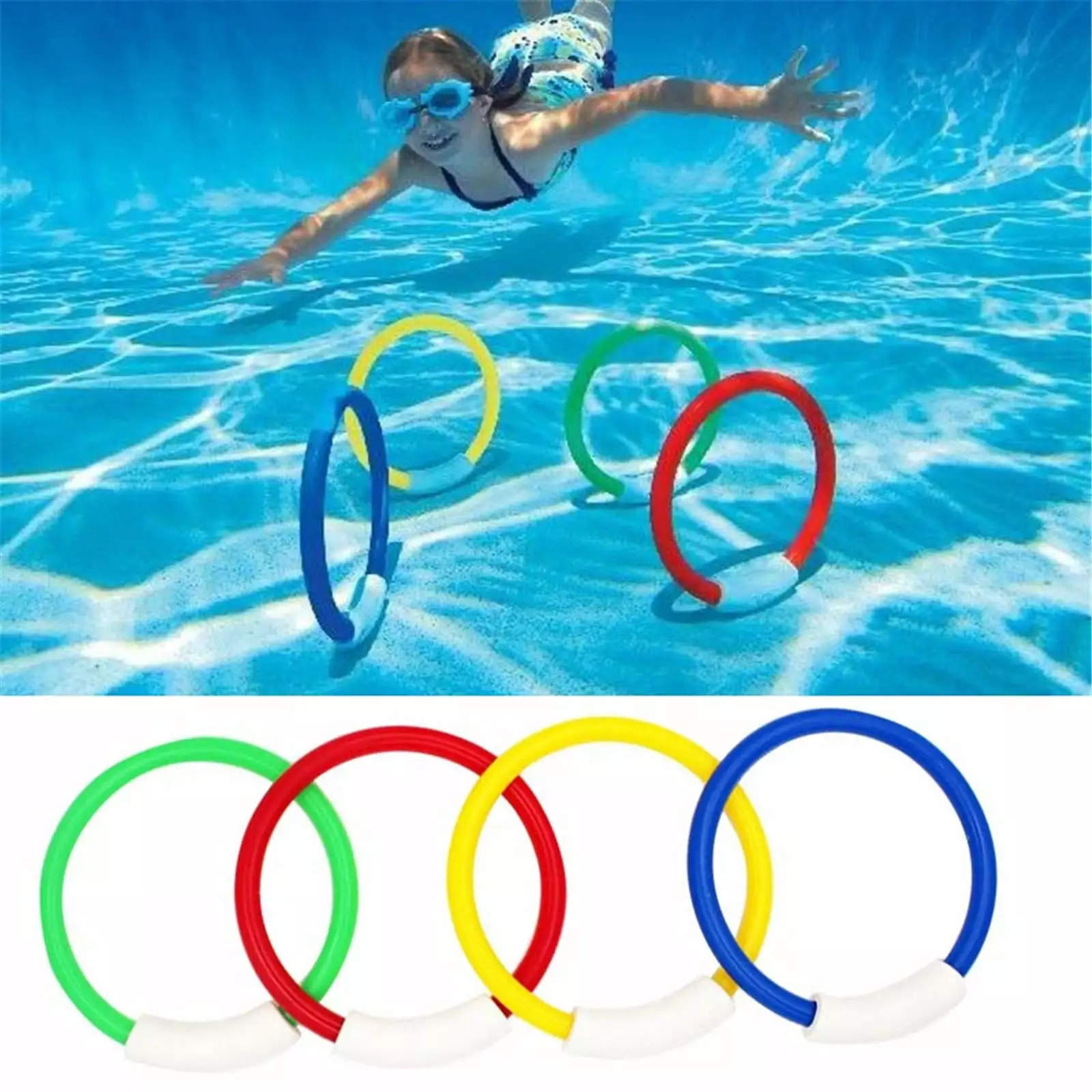 ZToonmas Dive Rings Kids Toy Swimming Pool Beach Game Underwater Water Sport 4PC