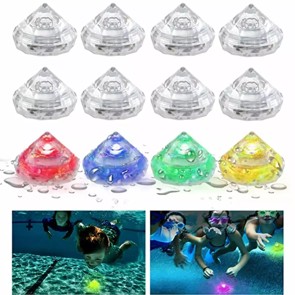 12Pcs Kids Light-Up Diving Gems Pool Toy Glow---Dark Night Game Sensory