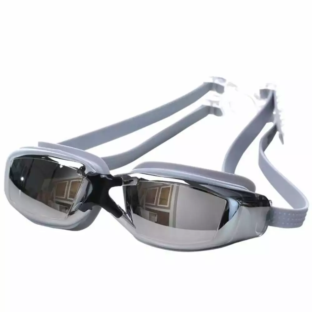 UV Waterproof Anti-Fog Swimwear Swim Diving Water Glasses Adjustable Women Men - Gray 165x45x105mm