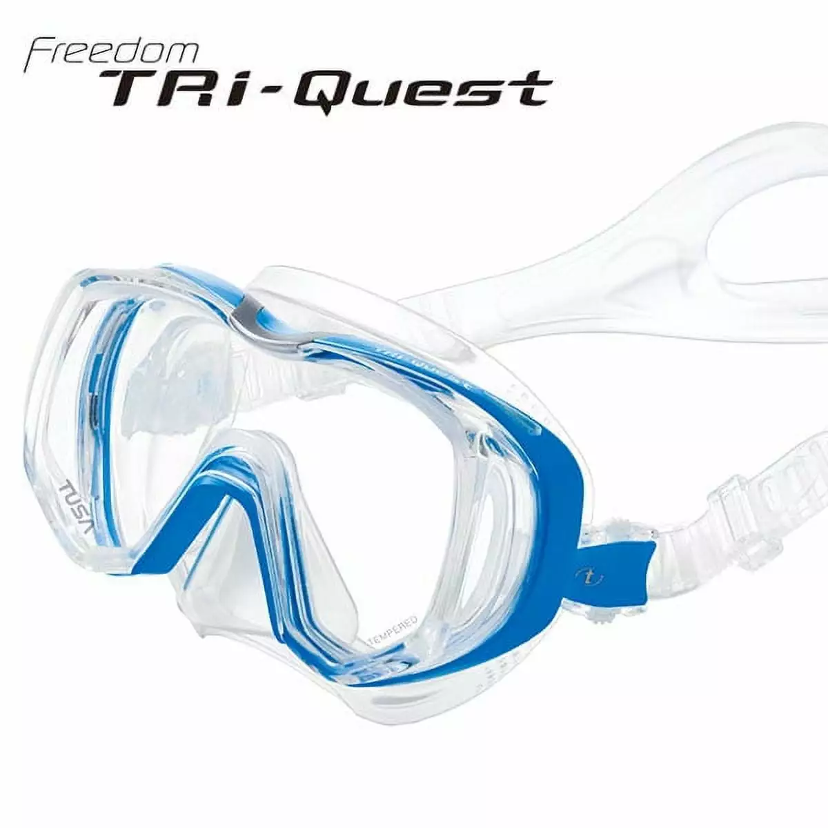 TUSA M-3001 Freedom Tri-Quest Scuba Diving Mask Fishtail Blue Professional Snorkeling Gear
