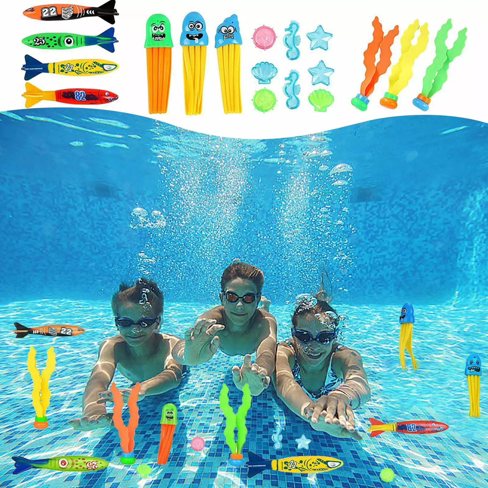 Qinghuai Summer Diving Toys Swimming Pool Water Toys Torpedo Diving Stick Set Clearance