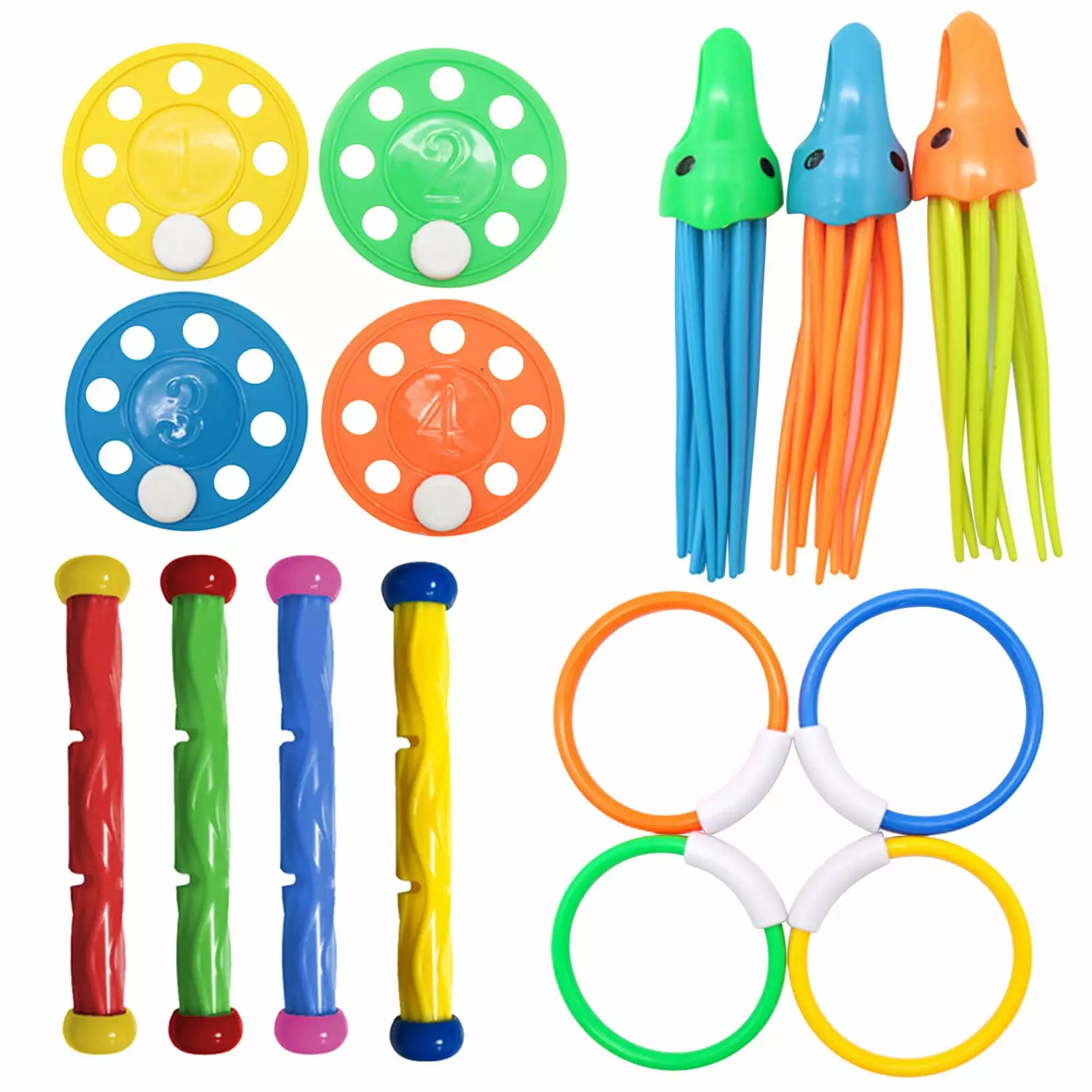 IFNWSV Pool Toys Set Underwater Swimming Diving Rings Seaweed Torpedo Yellow