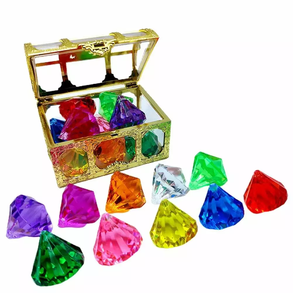 10pcs Diamond Set Treasure Pirate Box Diving Gem Pool Toy Underwater Swimming Toy One