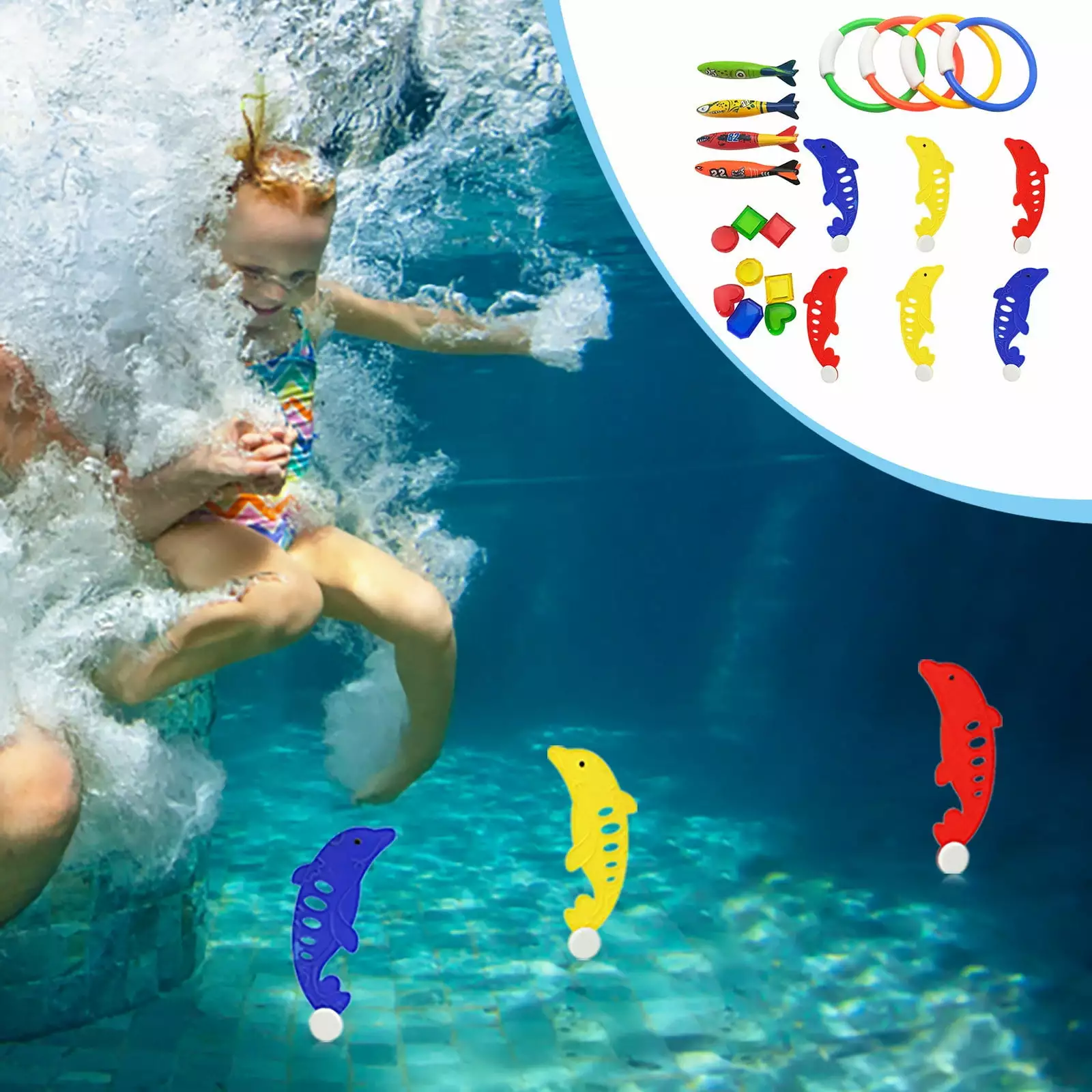 ZToonmas Colorful Pool Sink Training Diving Toy Set 3 Underwater Swimming Fish