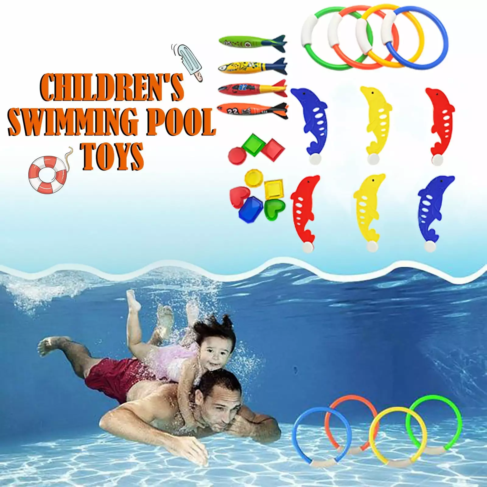 ZToonmas Diving Underwater Swimming Colorful Pool Sink Training Diving Toy Diving Torpedoes 4PC