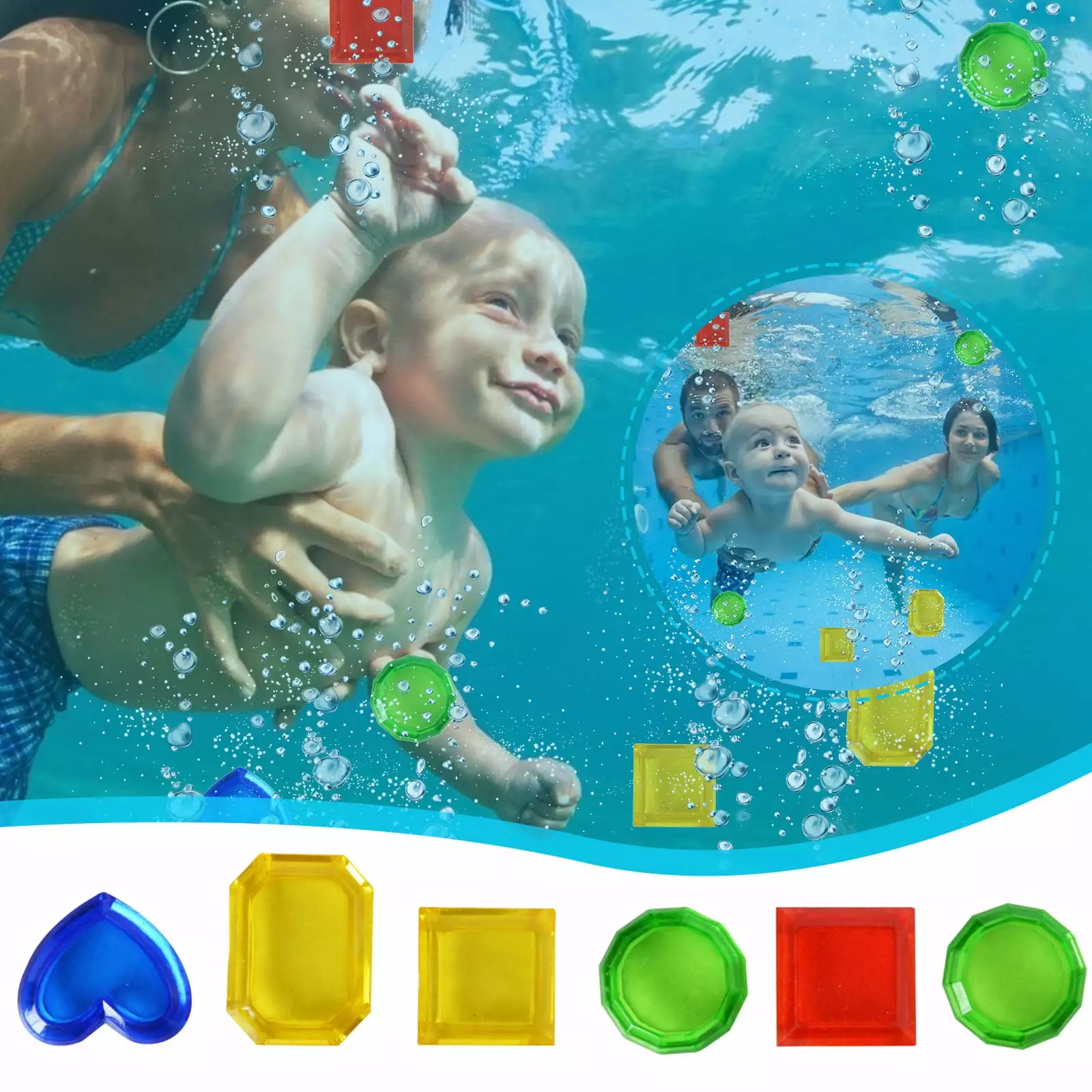 ZToonmas Diving Underwater Swimming Colorful Pool Sink Ring Training Toy 6PC