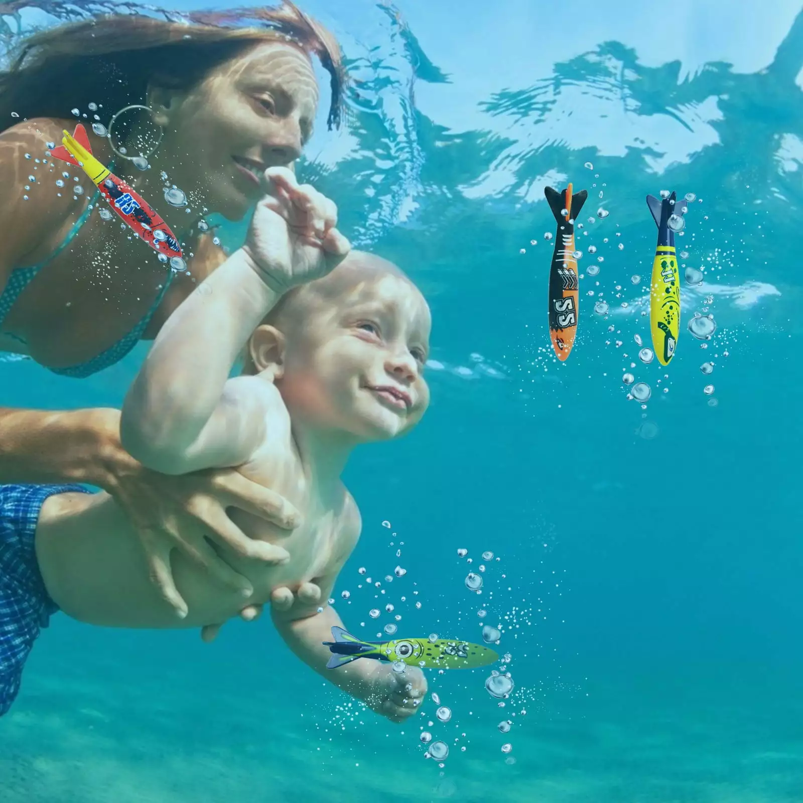 ZToonmas Swimming Pool Diving Toys Kids Sinking Underwater Variety Set 4PC
