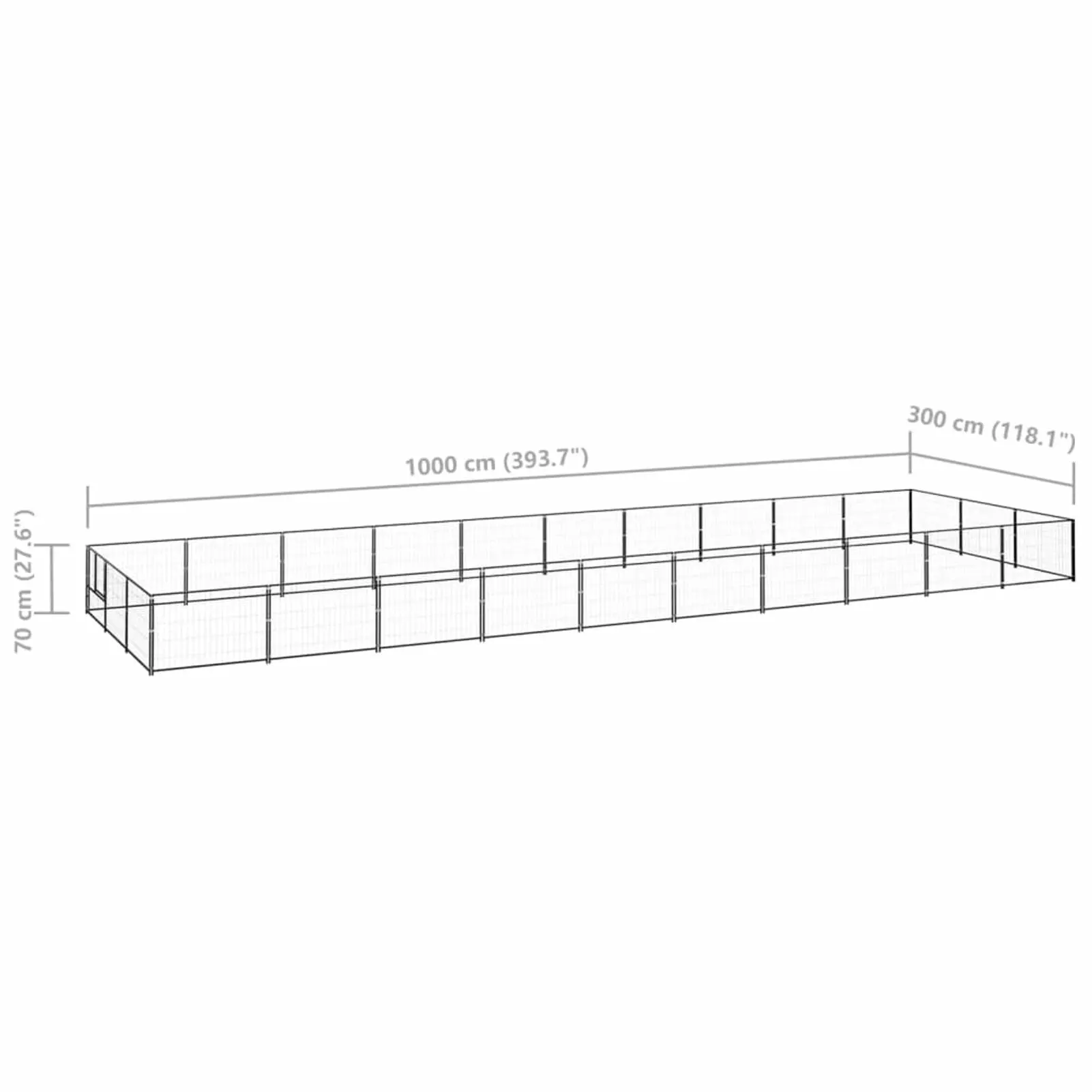 Irfora Heavy Duty Steel Kennel Mesh Sidewalls 393.7x118.1x27.6 Inches