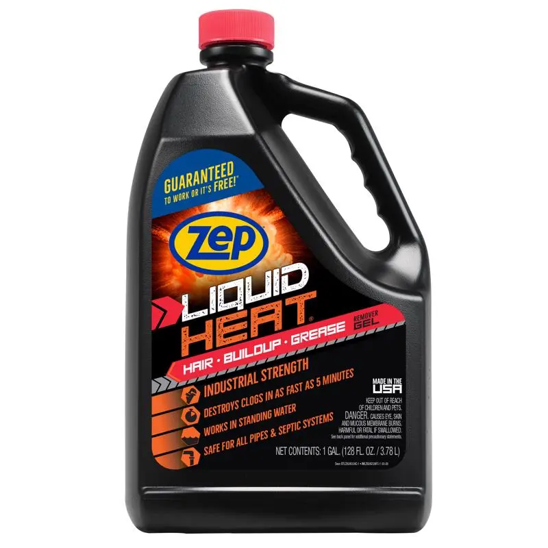 Zep Liquid Heat Gel Drain Opener 1 Gallon Pack 4 Fast Acting Clog Remover