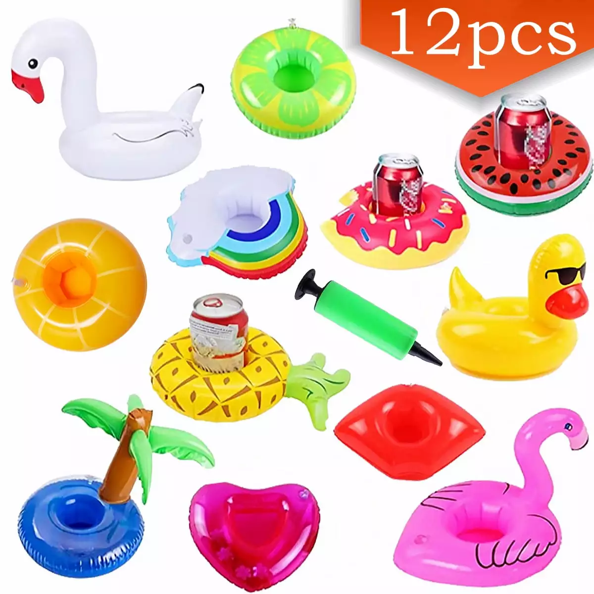 Float Pool Drink Holders Inflatable Floating Cup Coasters 12 Packs