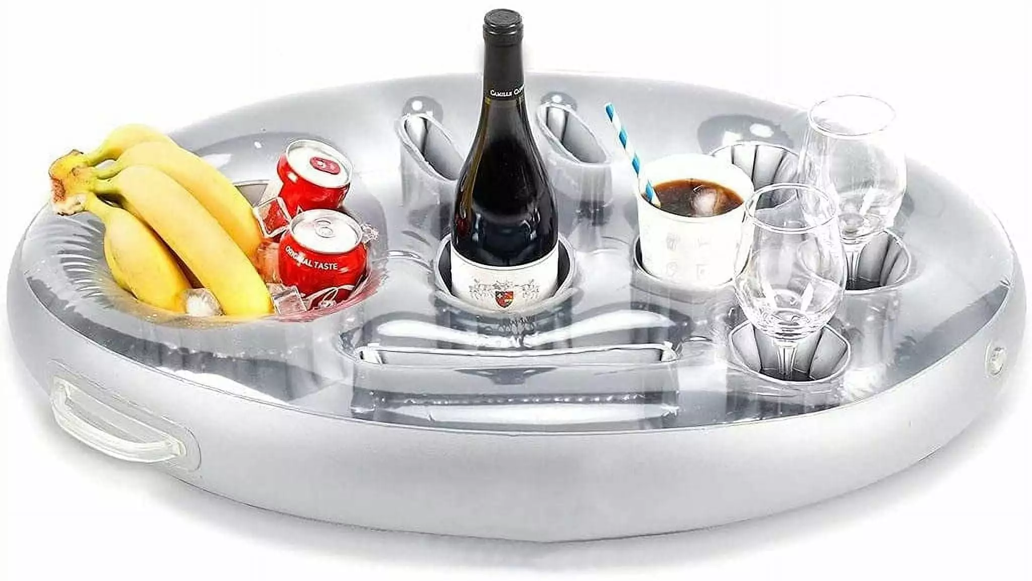 Pool Drink Holder Floats Inflatable Floating Drink Holder 8 Holes Large Capacity