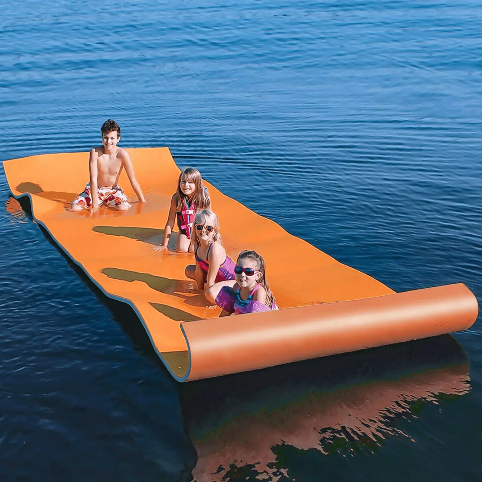 Magshion 9x6FT Floating Water Mat 3-Layer Tear-Resistant XPE Foam Pad Orange