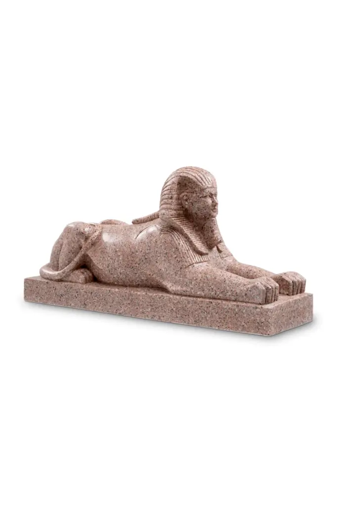 Beige Granite Egyptian Sphinx Hatshepsut Sculpture Met x Eichholtz