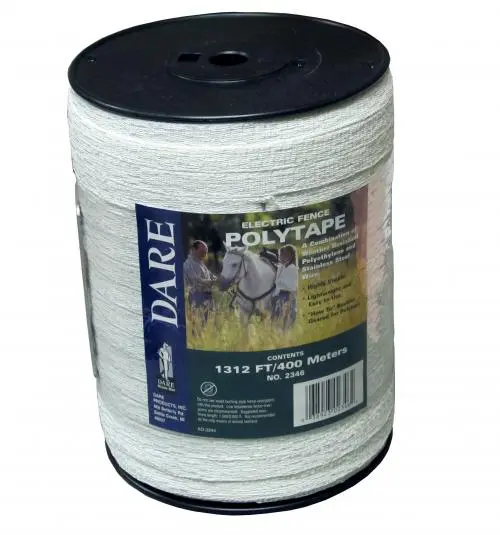 Dare Electric Fence Poly Tape 1/2 Inch Wide x 1312 Feet Large Areas
