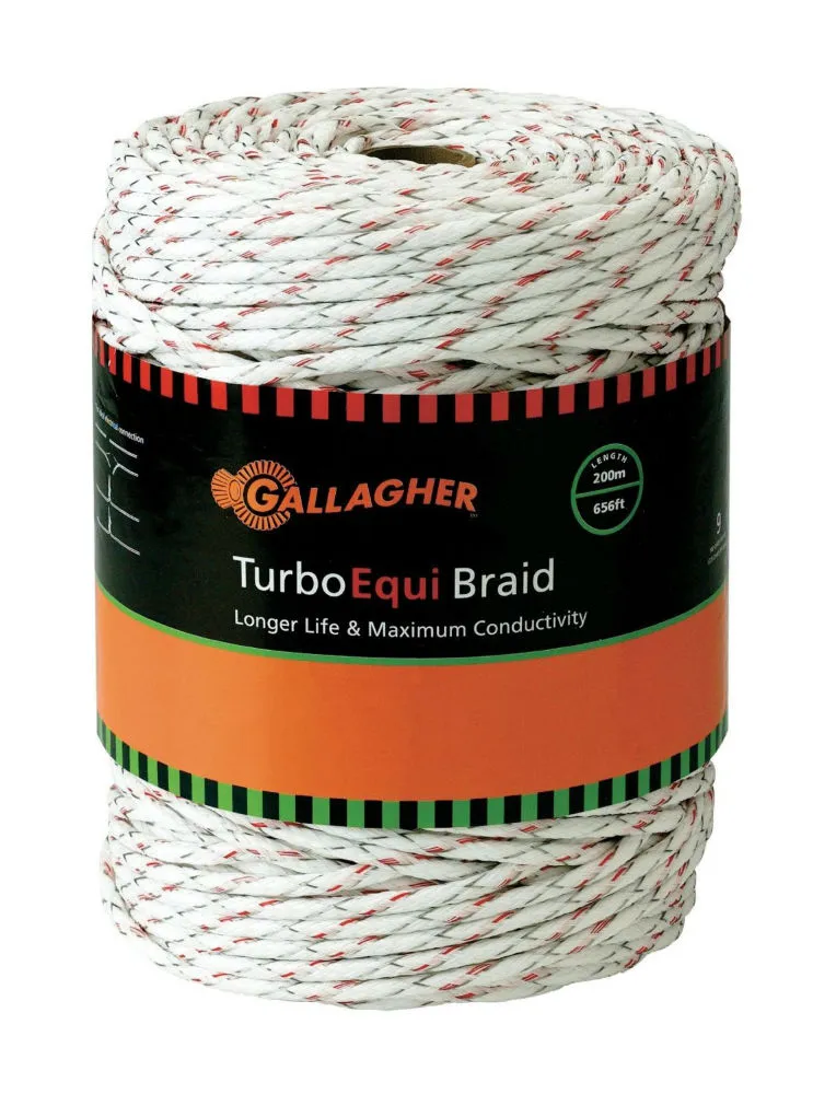 Gallagher G62174 Turbo EquiBraid Ultra White 656 Feet Electric Fence