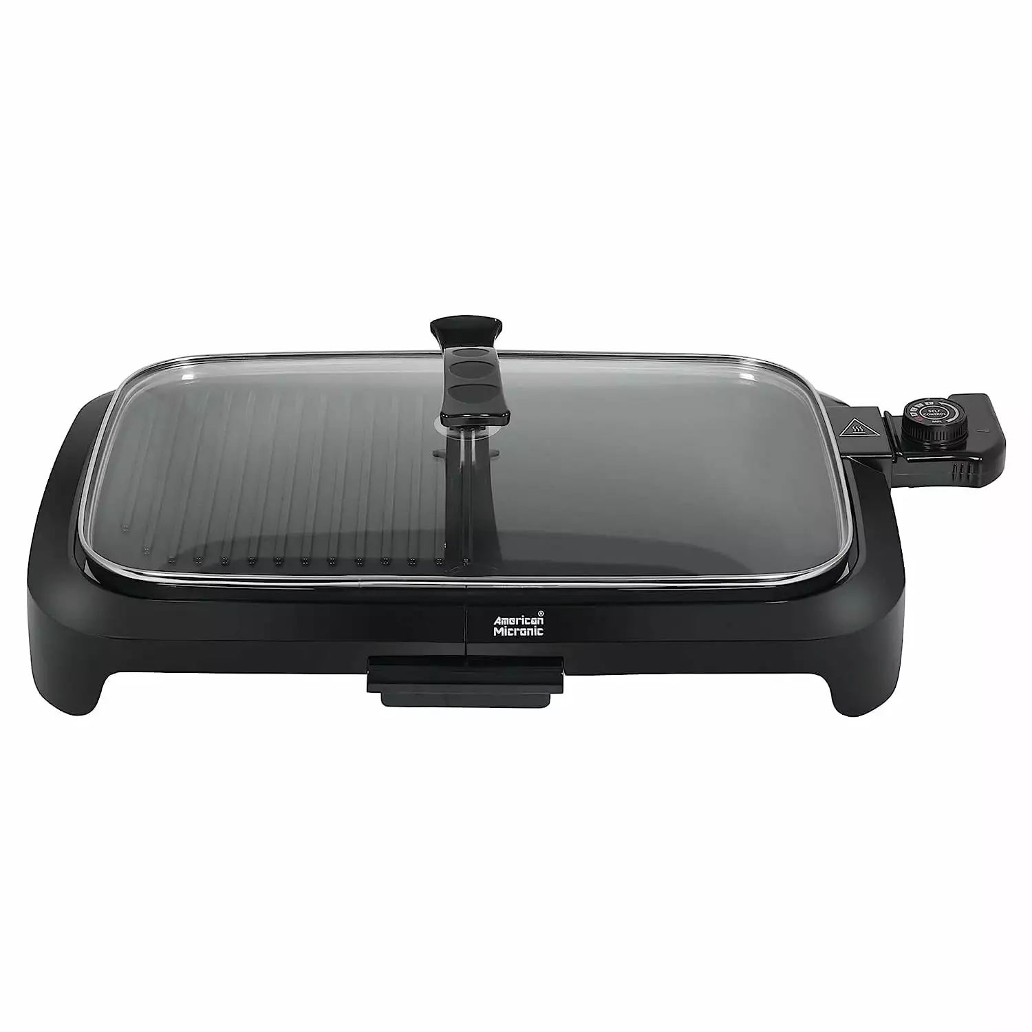 American Micronic 1500W Electric Barbeque Griller Variable Temperature Control and Toughened Glass Lid - Black AMI-BBQ-150...