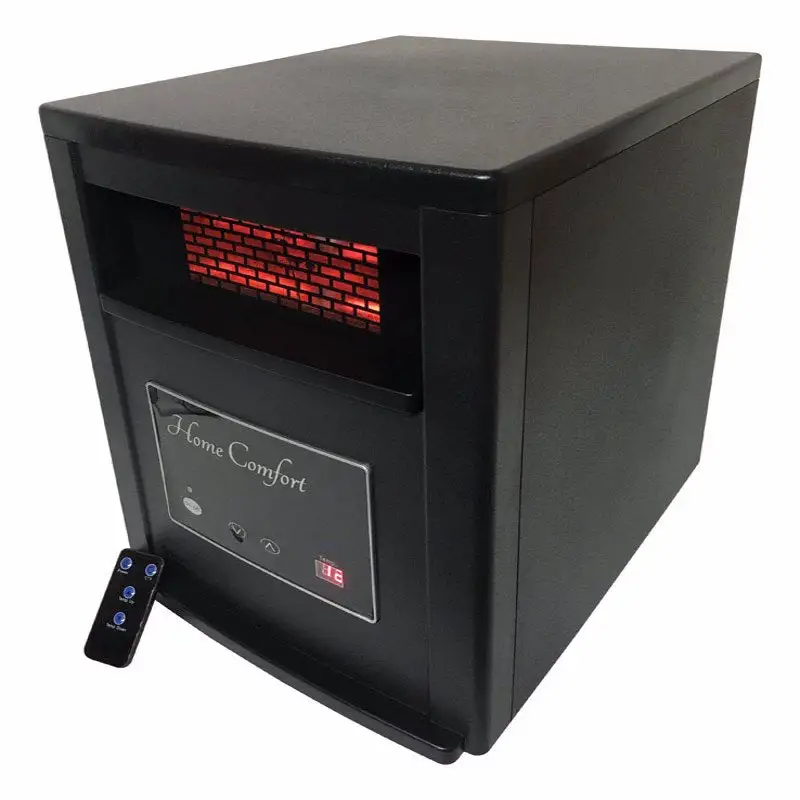 Home Comfort Black Electric Infrared Portable Heater 1500W Remote 5200 BTU Indoor Use