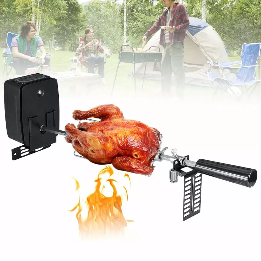 Miumaeov Electric BBQ Rotisserie Grill Kit Motor 41.73 Stainless Steel Automatic Rotisserie Set Tools Party & Camping & Ou...