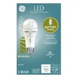 LED+ Battery Backup Bulb A21 760 Lumens 8-Watt Emergency Light