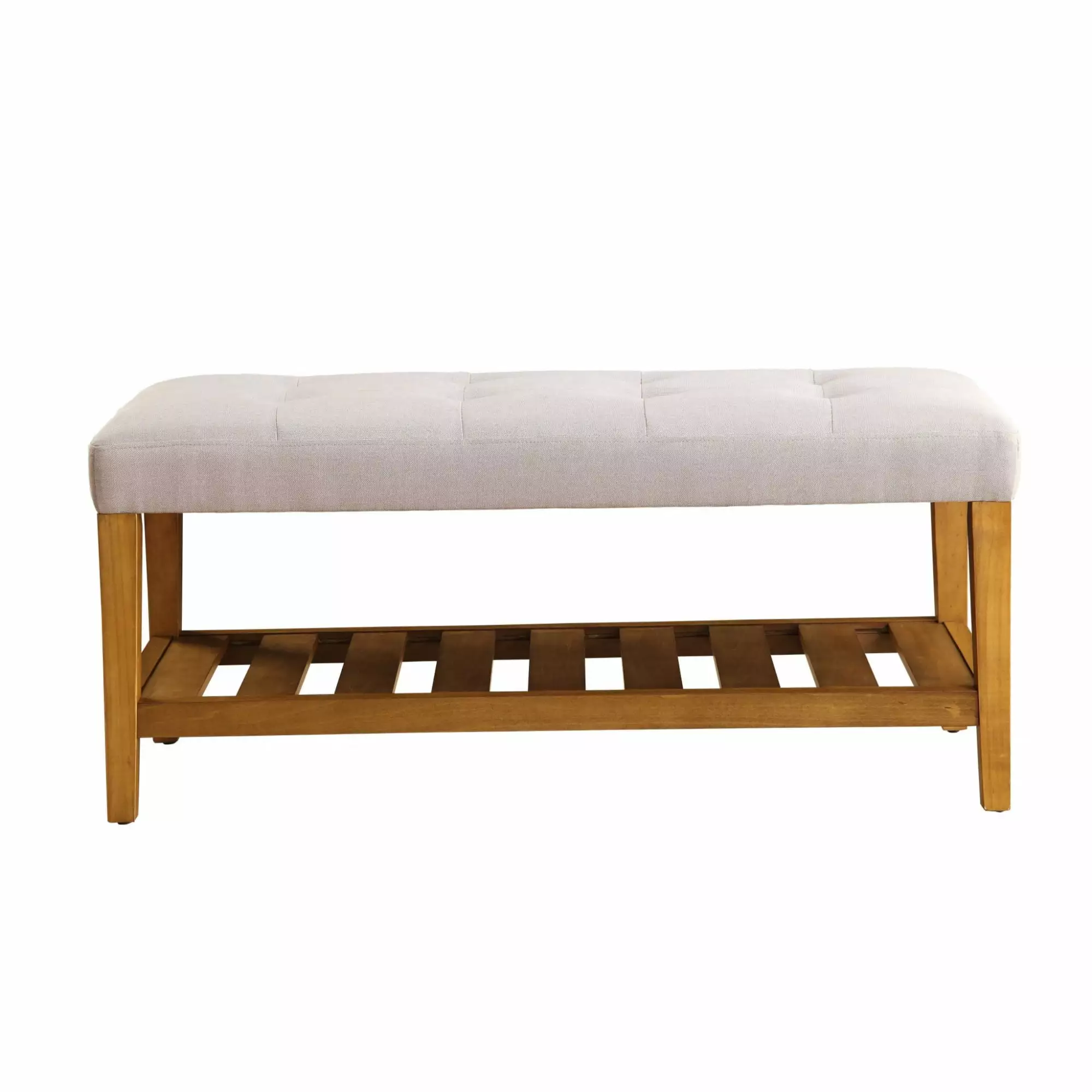 HomeRoots Furniture 18 x 40 x 16 Wo Light Gray & Oak Bench Modern Entryway Seating Ottomans