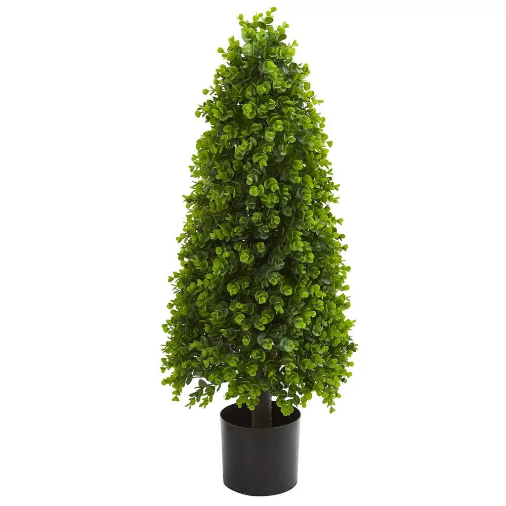 Nearly Natural 3 ft Indoor Outdoor Eucalyptus Topiary Artificial Tree
