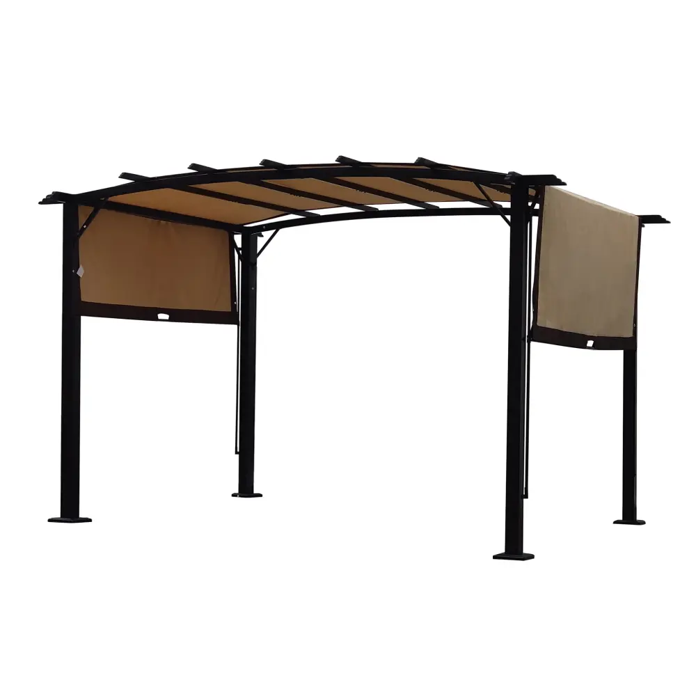 Outdoor Patio Pergola Gazebo - Chromed Frame Sun Shelter Retractable Canopy Wind-Resistant Frame