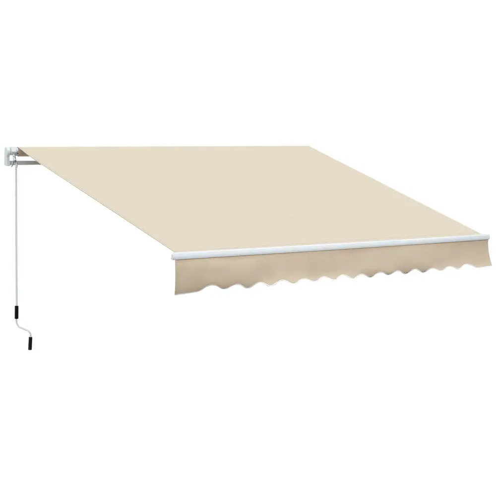 Outsunny - 12' x 8' Retractable Awning Patio Awnings Sun Shade Shelter Hand-powered Crank Handle, 280G / M² Uv & Water-Re...