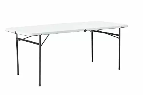 6 Foot Bi-Fold Plastic Folding Table White Durable Portable Event Table TeviRoom