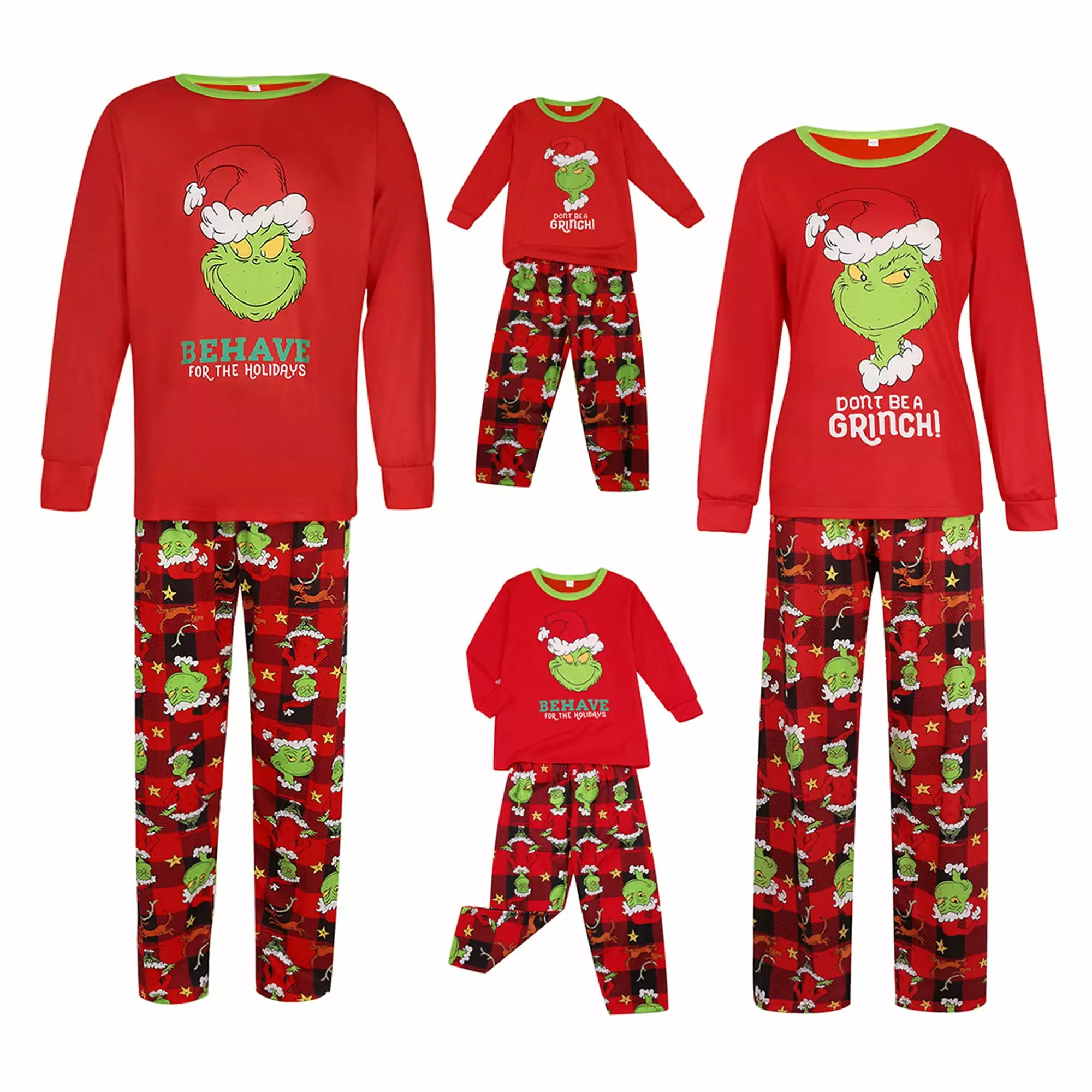 Christmas Family Matching Pajamas 2PCS Set Grinch Print Adult Kids Baby Sleepwear Nightwear 2