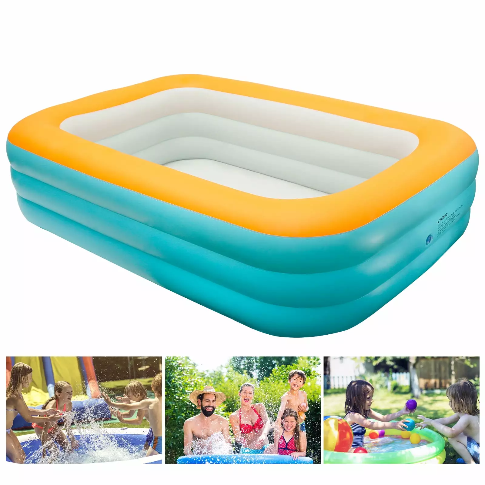 Pcapzz Inflatable Swimming Pool Soft Floor Blow Up Pool Kids Adults Fun Kiddie Pool Drainage 18013056cm
