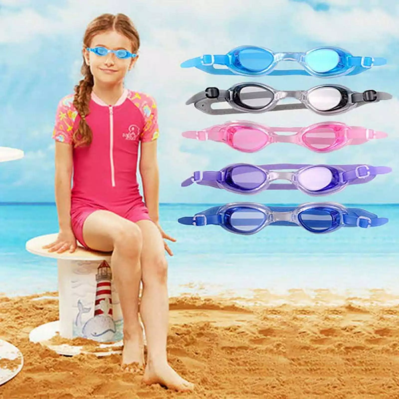 Waterproof Anti-Fog Swim Goggles Adults Women Men Kids UV Protection and Free Case