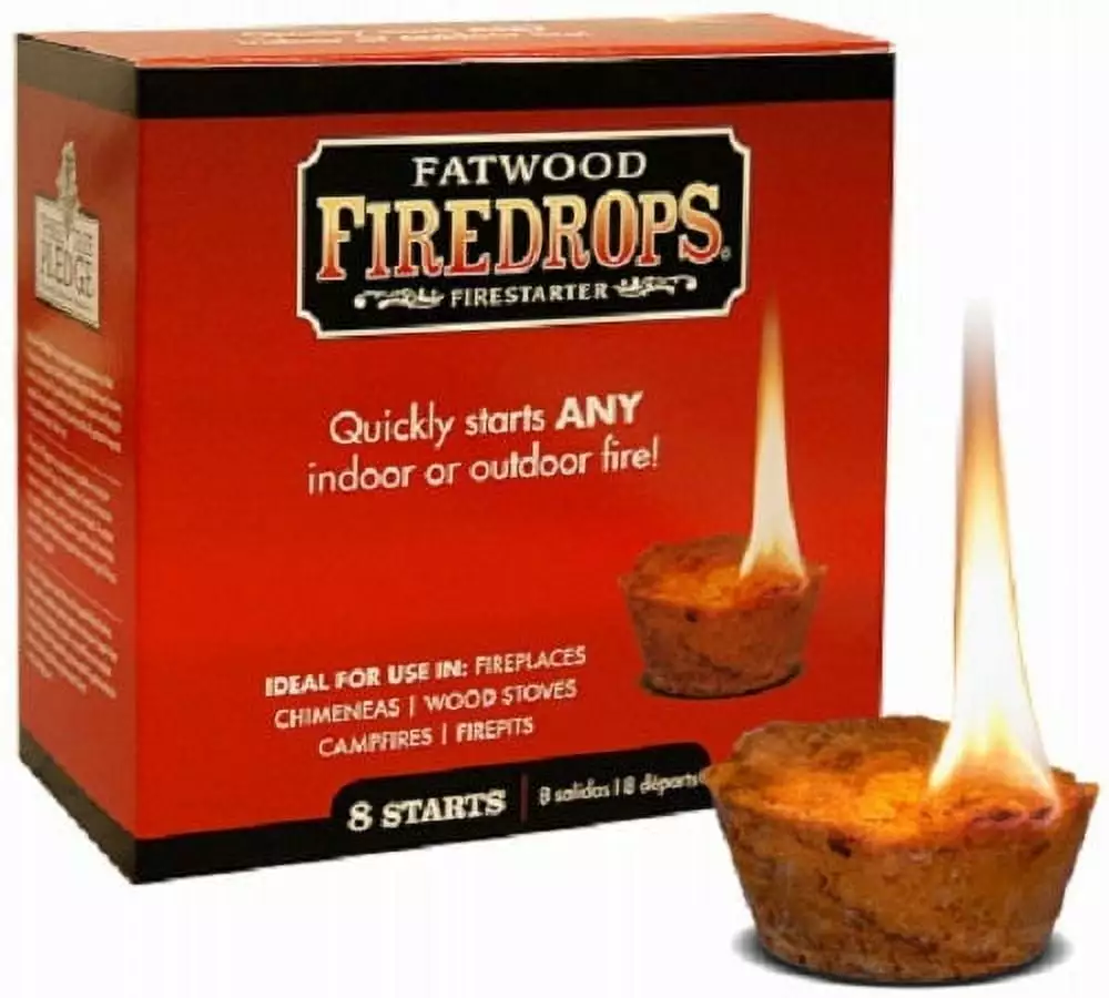 Wood Products 8808 8-Count Box Indoor & Outdoor Fatwood Fire Starter Firedrops Quantity 12