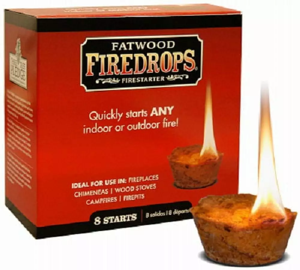 Wood Products 8808 8-Count Box Indoor Outdoor Fatwood Fire Starter Firedrops Quantity 6
