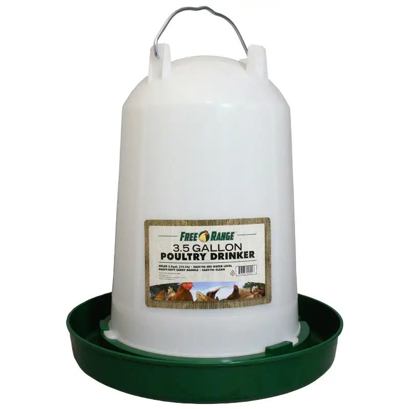 Free Range 1000264 Poultry Drinker Heavy-Duty Carry Handle 3.5 Gallon Easy Transport